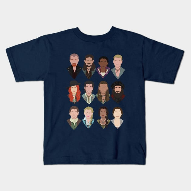 Black Sails characters Kids T-Shirt by jesspalumboart